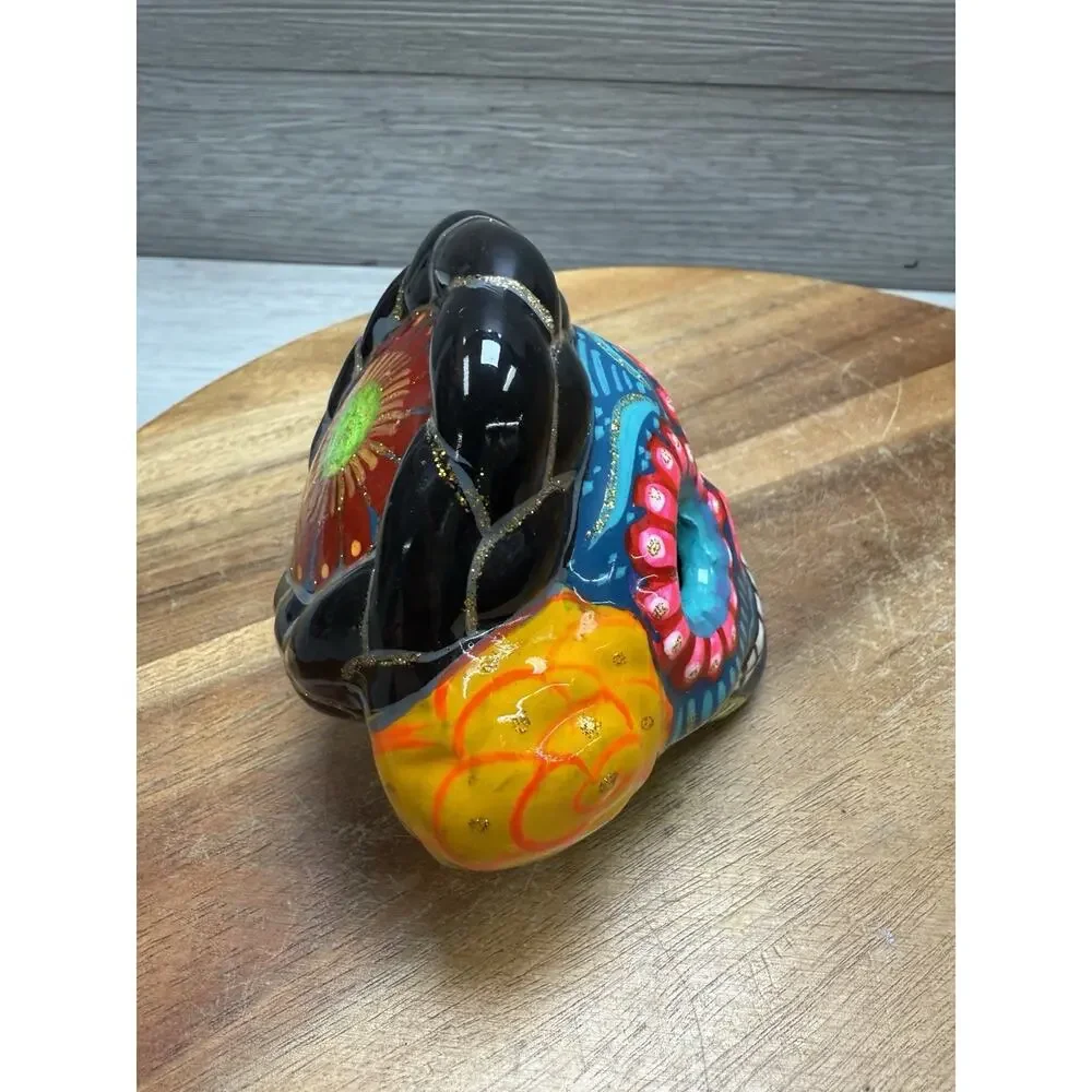 Day Of The Dead Sugar Skull With Floral Skull 3” Clay Pottery